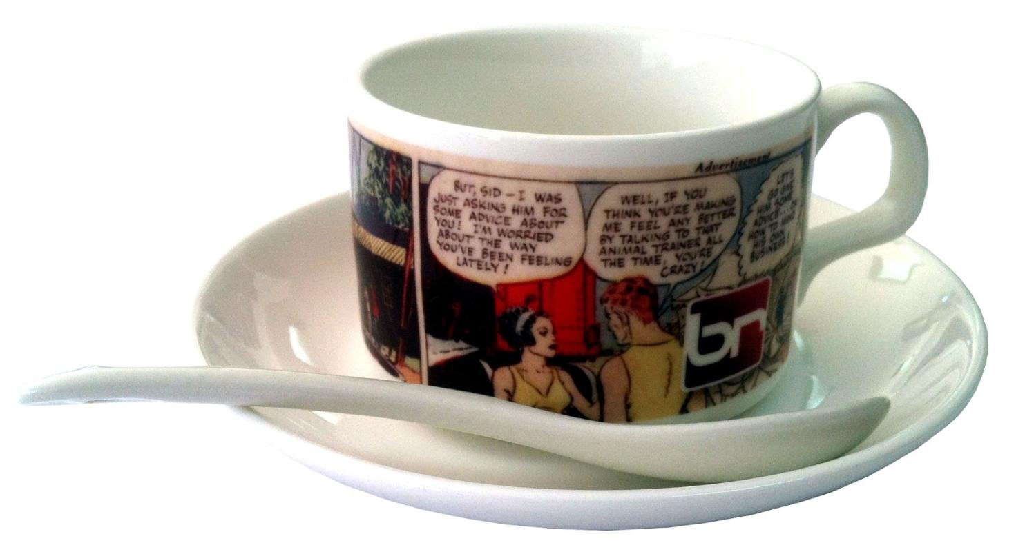 TAZA DE TÉ CON PLATO Y CUCHARITA